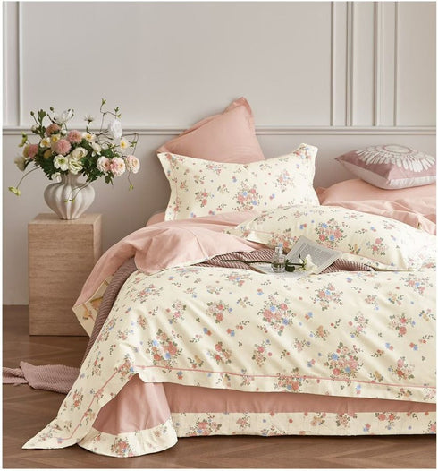 Tulip King Size 100% Cotton Fitted Bed sheet set with 2 Pillow Covers by Florida